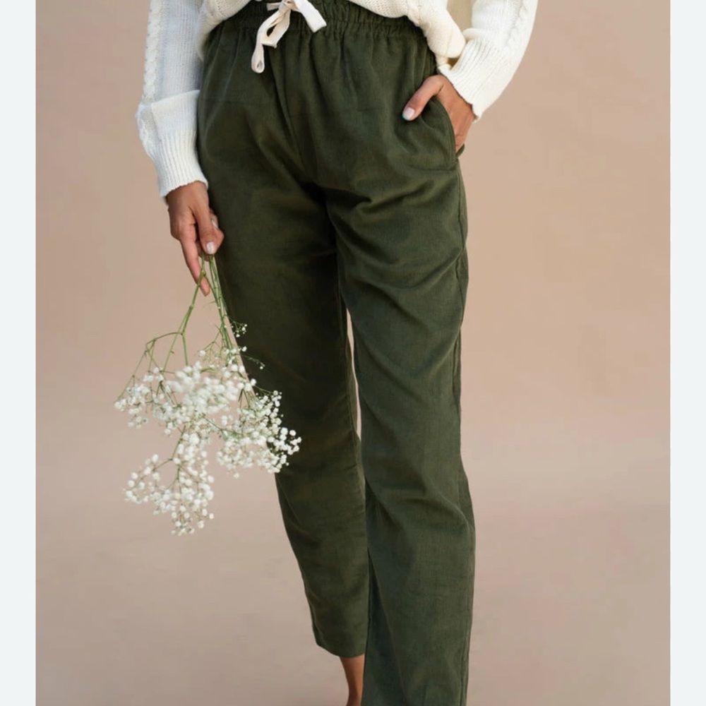 Indigo Luna Livia Cord Trousers Forest Size Small
